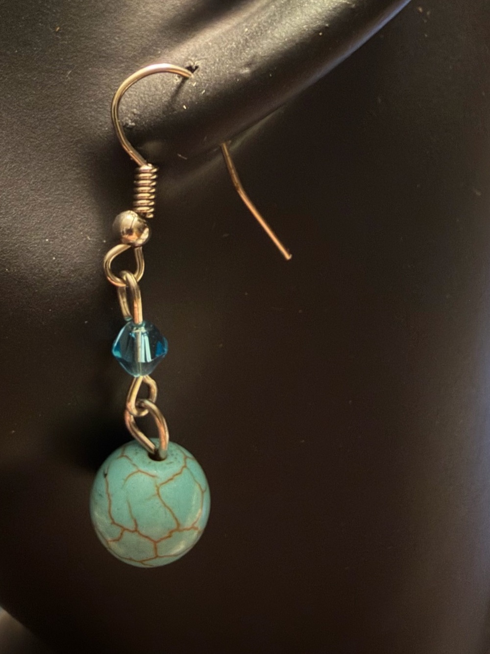 2-piece Set - Turquoise Stone Pendant Necklace + earrings - Picture 4 of 4
